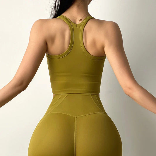 Women's Tummy Control Flexible Exercise Bodybuilding Tights and Bra Set