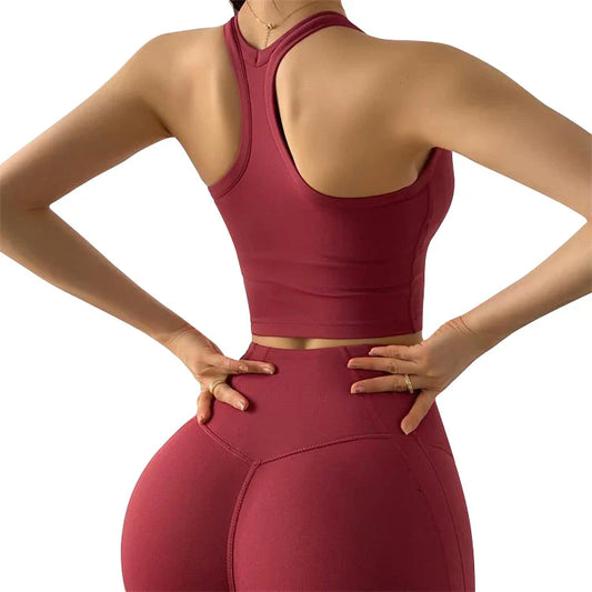 Women's Tummy Control Flexible Exercise Bodybuilding Tights and Bra Set