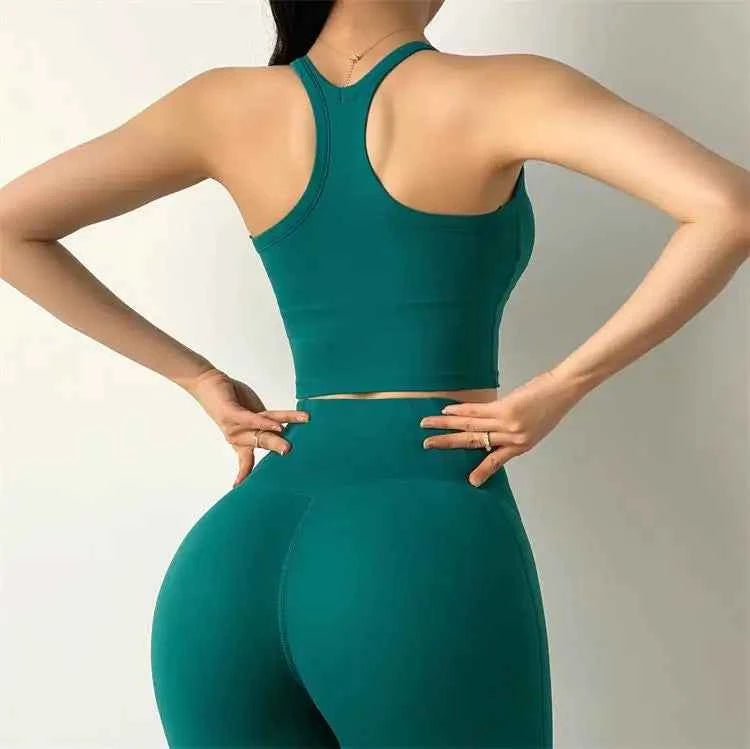 Women's Tummy Control Flexible Exercise Bodybuilding Tights and Bra Set