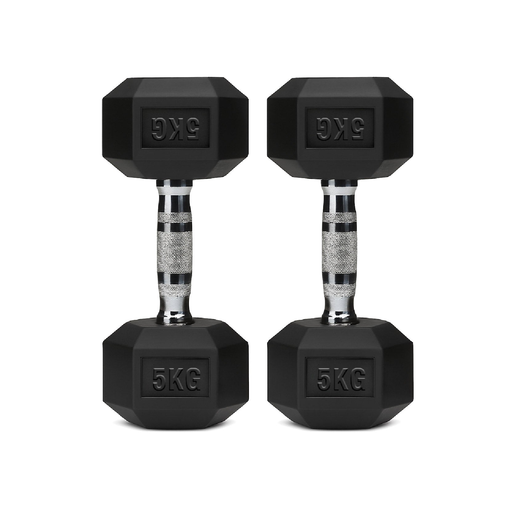Hex Dumbbells Pair – Rubber-Coated Cast Iron – 2.5kg to 60kg – Premium Gym Weights