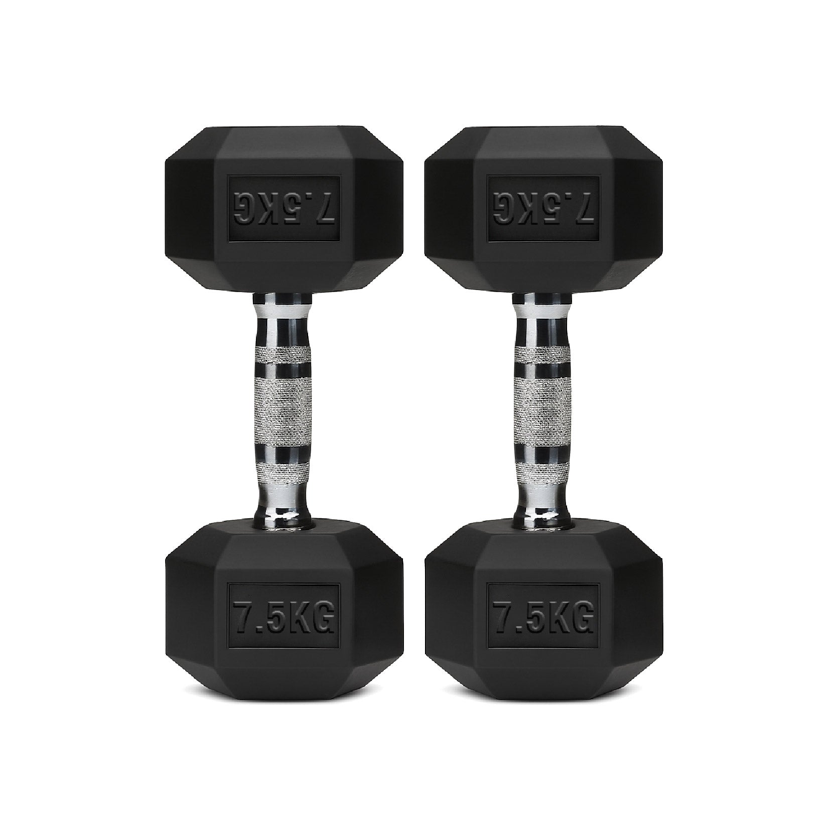 Hex Dumbbells Pair – Rubber-Coated Cast Iron – 2.5kg to 60kg – Premium Gym Weights