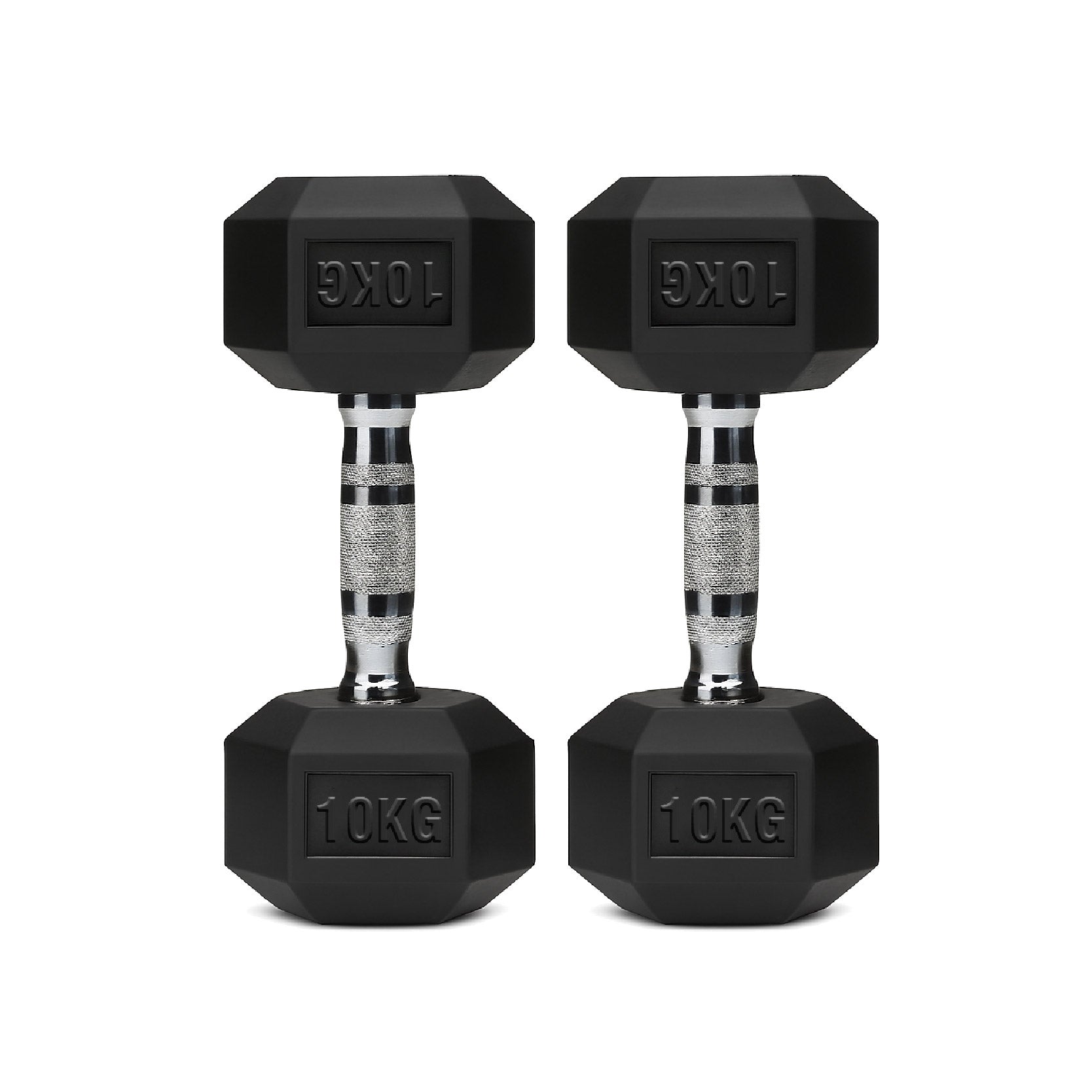Hex Dumbbells Pair – Rubber-Coated Cast Iron – 2.5kg to 60kg – Premium Gym Weights