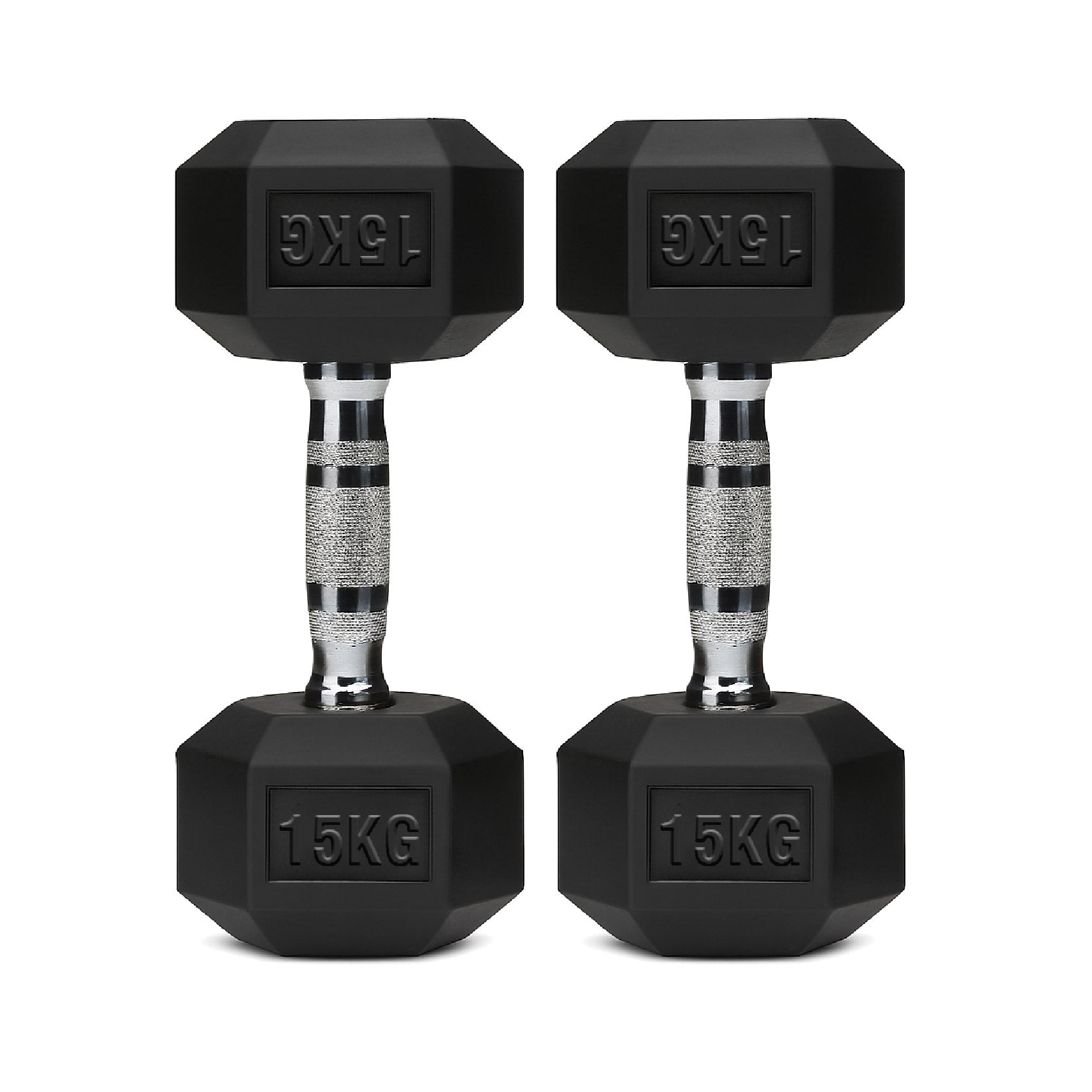 Hex Dumbbells Pair – Rubber-Coated Cast Iron – 2.5kg to 60kg – Premium Gym Weights