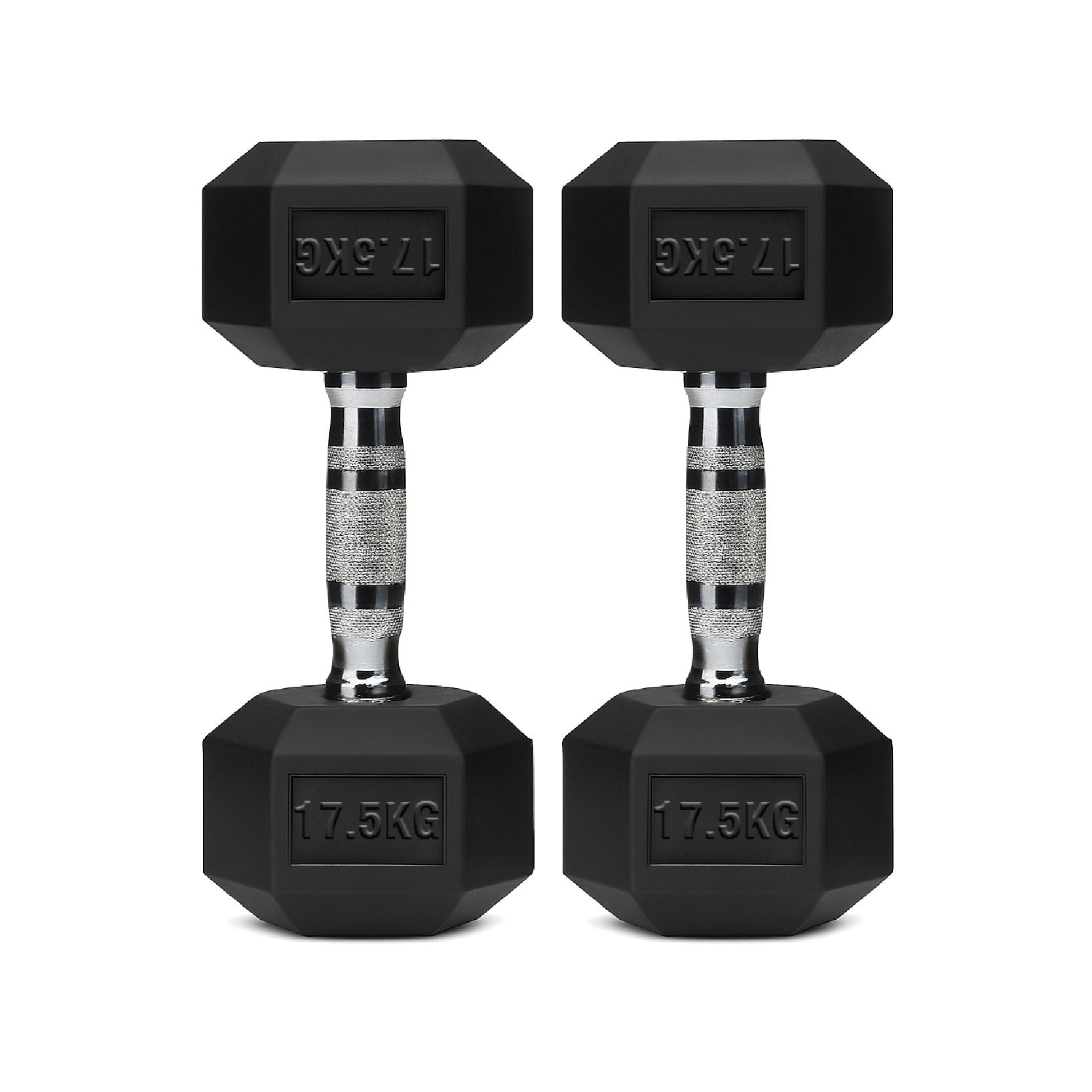 Hex Dumbbells Pair – Rubber-Coated Cast Iron – 2.5kg to 60kg – Premium Gym Weights
