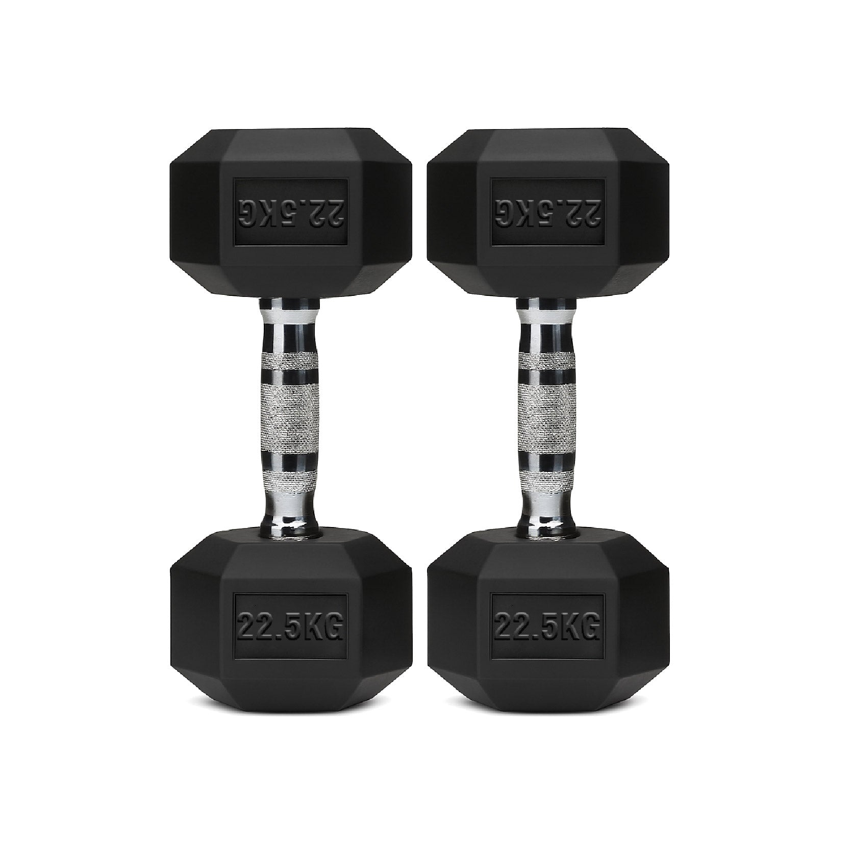 Hex Dumbbells Pair – Rubber-Coated Cast Iron – 2.5kg to 60kg – Premium Gym Weights