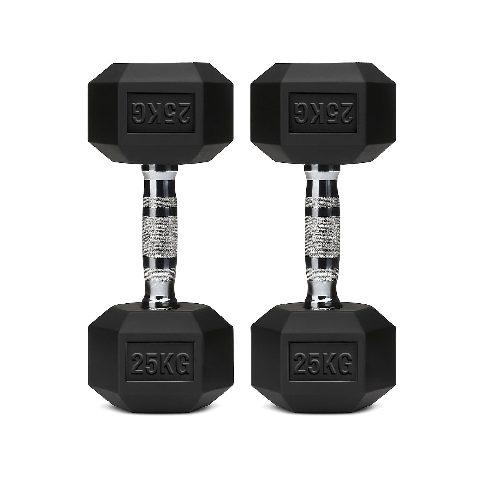 Hex Dumbbells Pair – Rubber-Coated Cast Iron – 2.5kg to 60kg – Premium Gym Weights