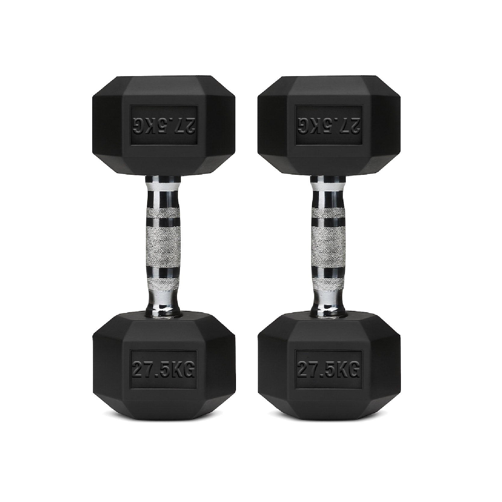 Hex Dumbbells Pair – Rubber-Coated Cast Iron – 2.5kg to 60kg – Premium Gym Weights