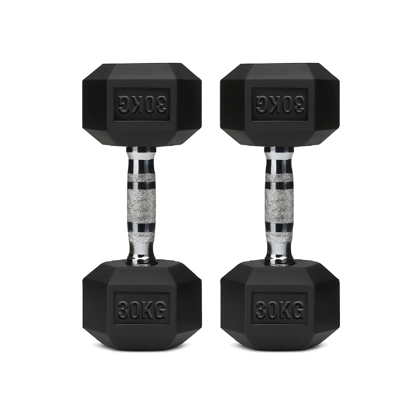 Hex Dumbbells Pair – Rubber-Coated Cast Iron – 2.5kg to 60kg – Premium Gym Weights