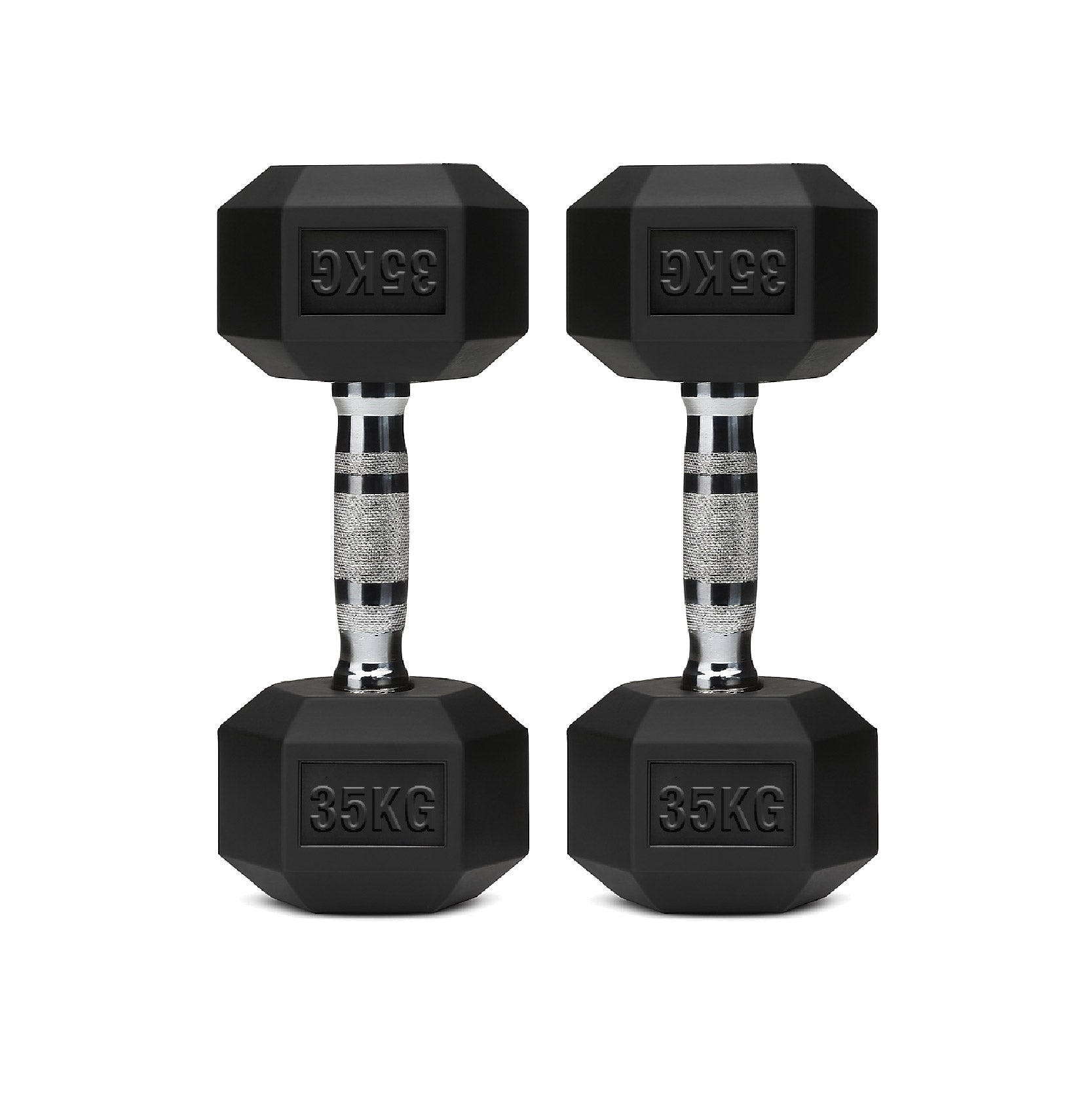 Hex Dumbbells Pair – Rubber-Coated Cast Iron – 2.5kg to 60kg – Premium Gym Weights
