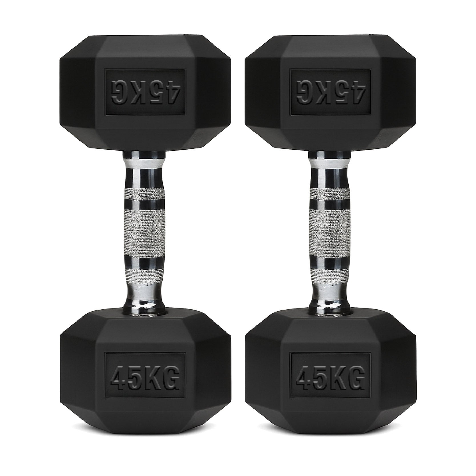 Hex Dumbbells Pair – Rubber-Coated Cast Iron – 2.5kg to 60kg – Premium Gym Weights