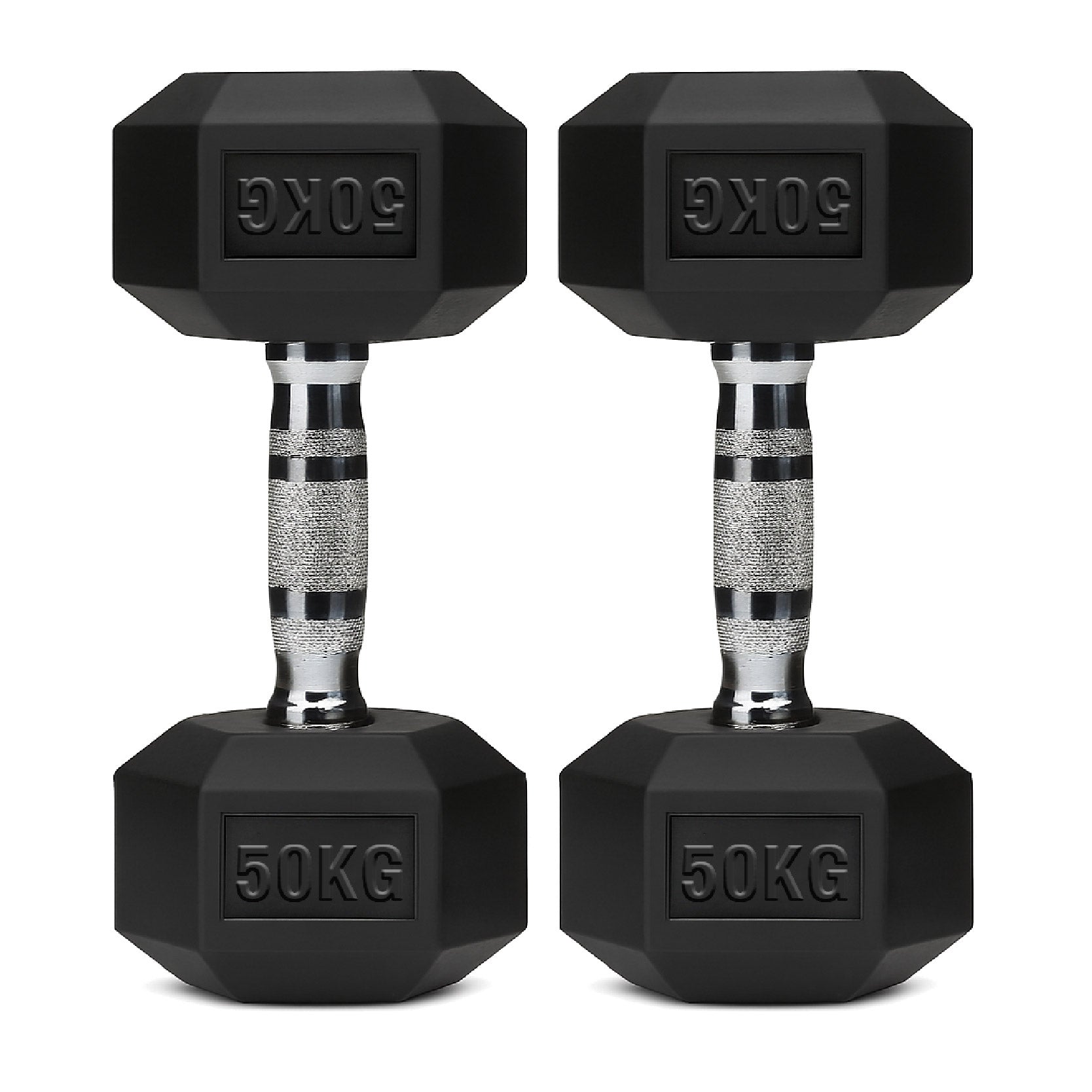 Hex Dumbbells Pair – Rubber-Coated Cast Iron – 2.5kg to 60kg – Premium Gym Weights