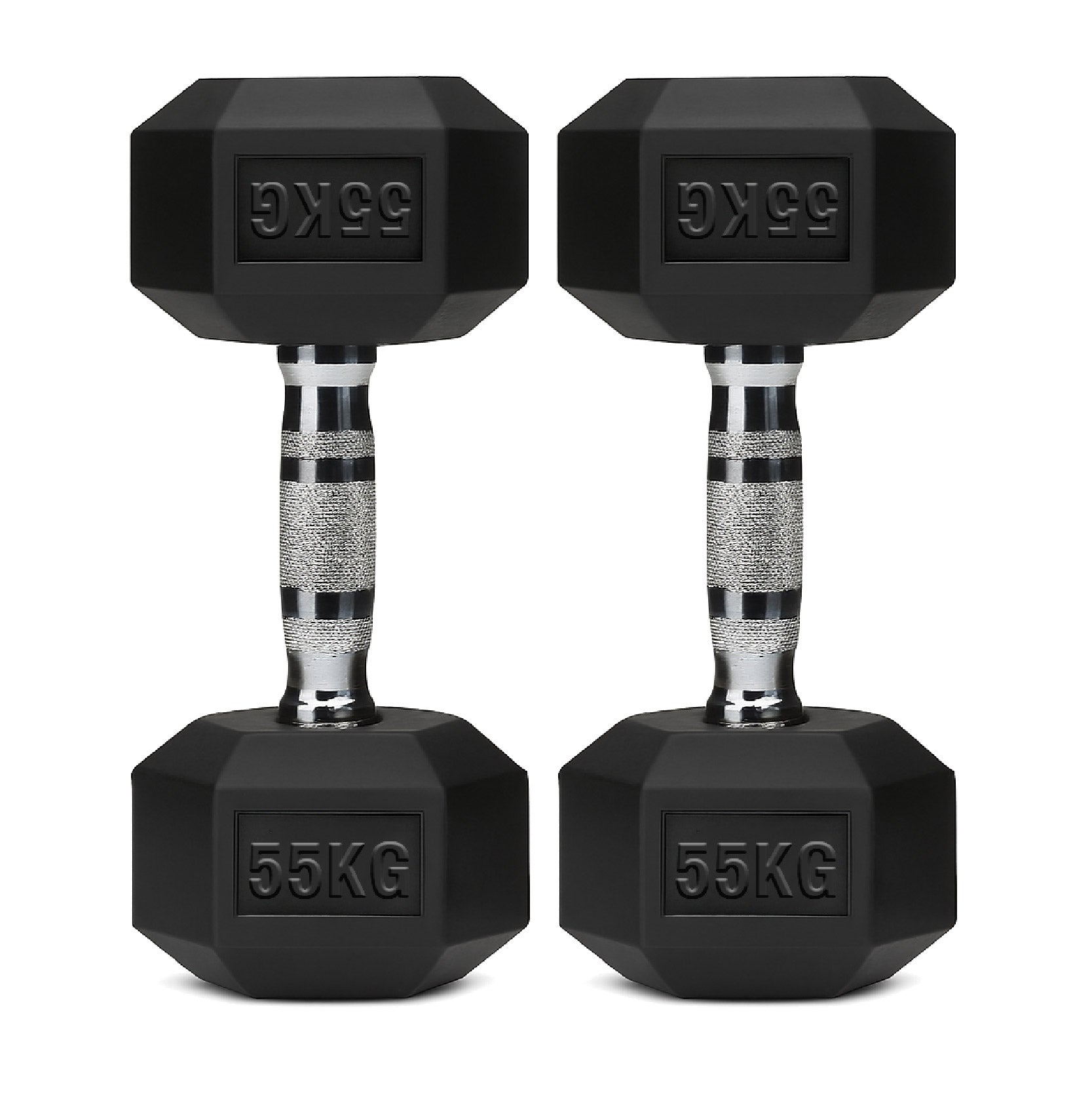 Hex Dumbbells Pair – Rubber-Coated Cast Iron – 2.5kg to 60kg – Premium Gym Weights