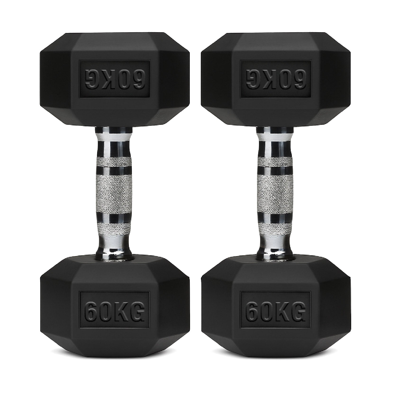 Hex Dumbbells Pair – Rubber-Coated Cast Iron – 2.5kg to 60kg – Premium Gym Weights