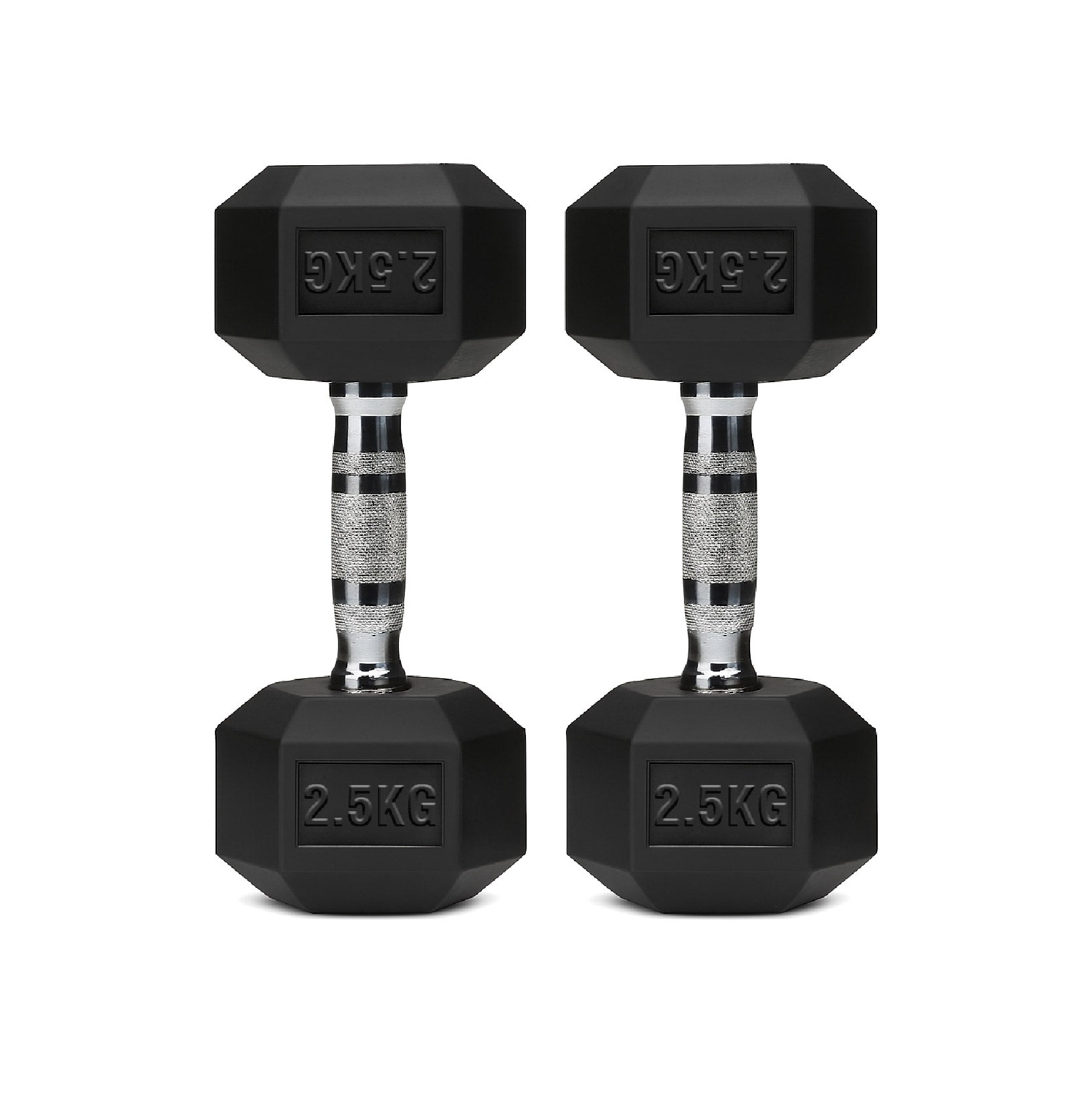 Hex Dumbbells Pair – Rubber-Coated Cast Iron – 2.5kg to 60kg – Premium Gym Weights