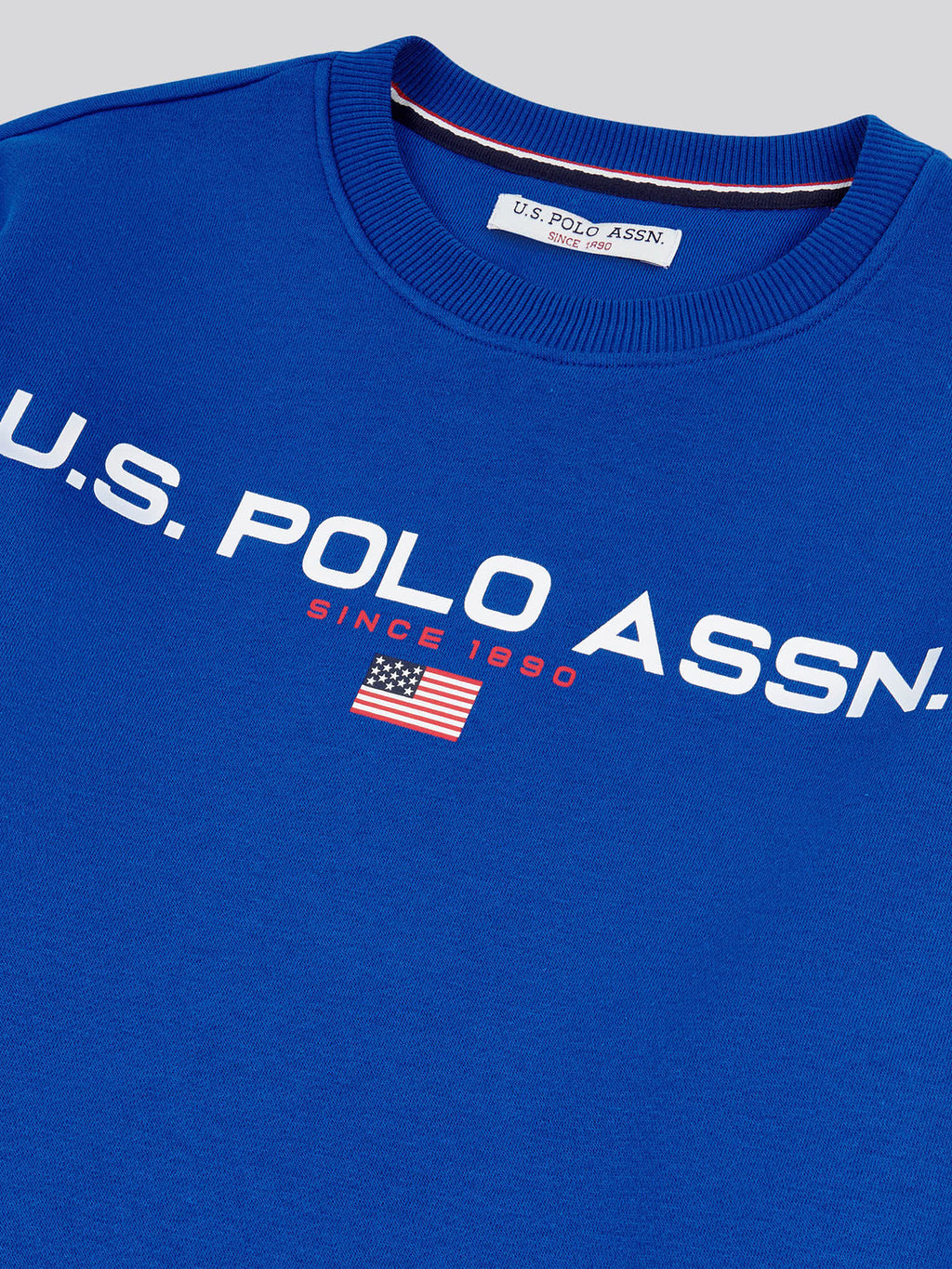 Mens Block Flag Graphic Crew Neck Sweatshirt in Classic Blue