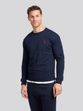 Mens Double Horsemen Sweatshirt Dark Sapphire Navy / Haute Red DHM