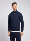 Mens 1/4 Zip Sweatshirt Dark Sapphire Navy / Haute Red DHM