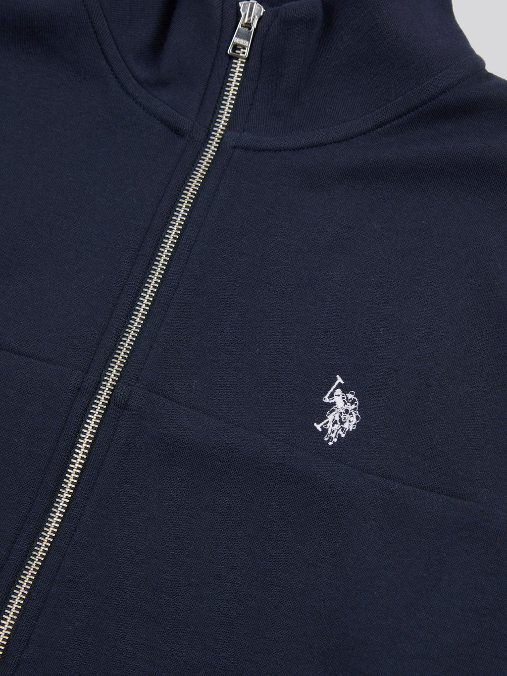 Mens Luxe Double Horsemen Zip Through Funnel Sweatshirt Dark Sapphire Navy / White DHM