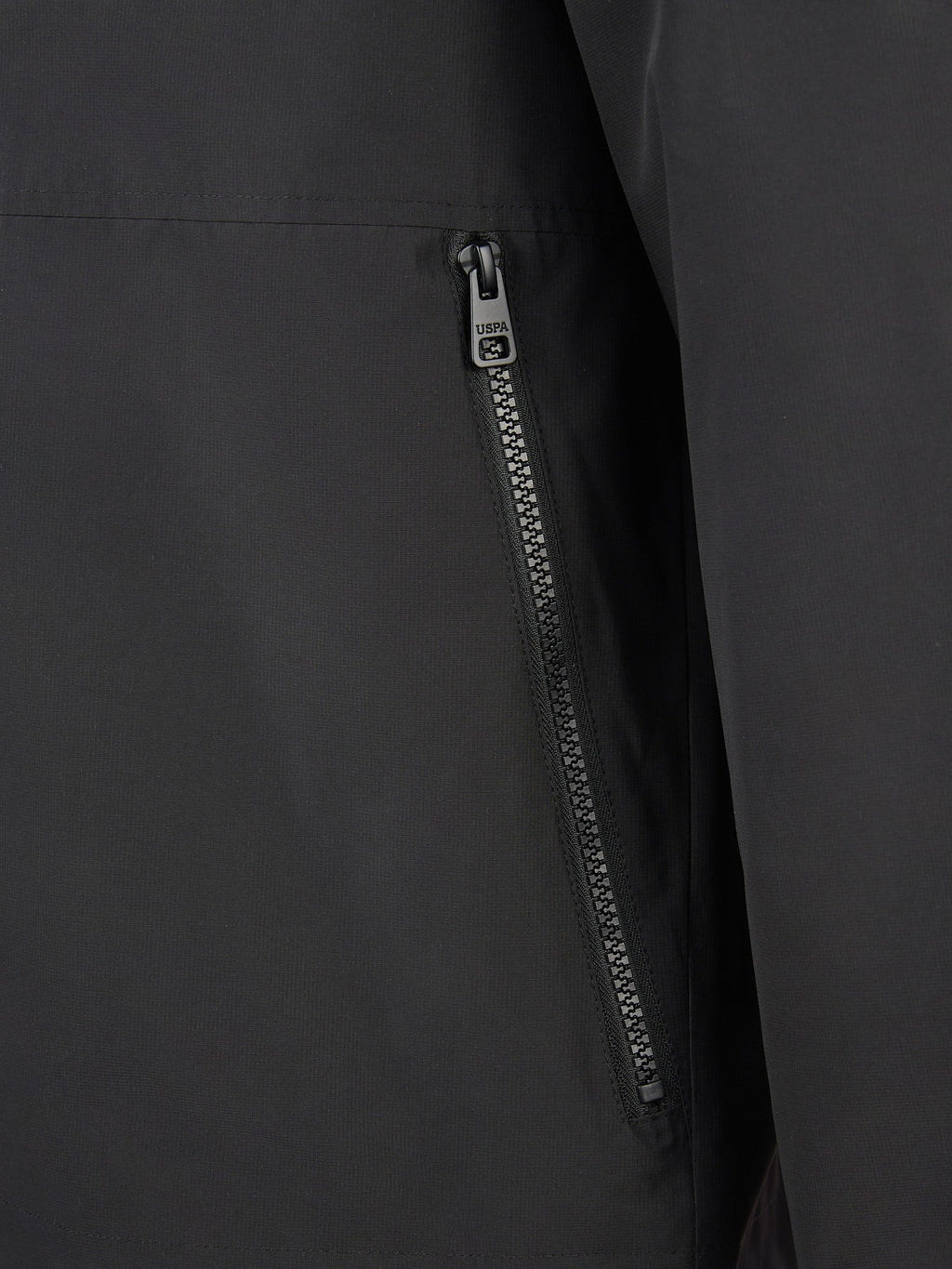 Mens Fleece Lined Windbreaker Jacket in Black Bright White DHM
