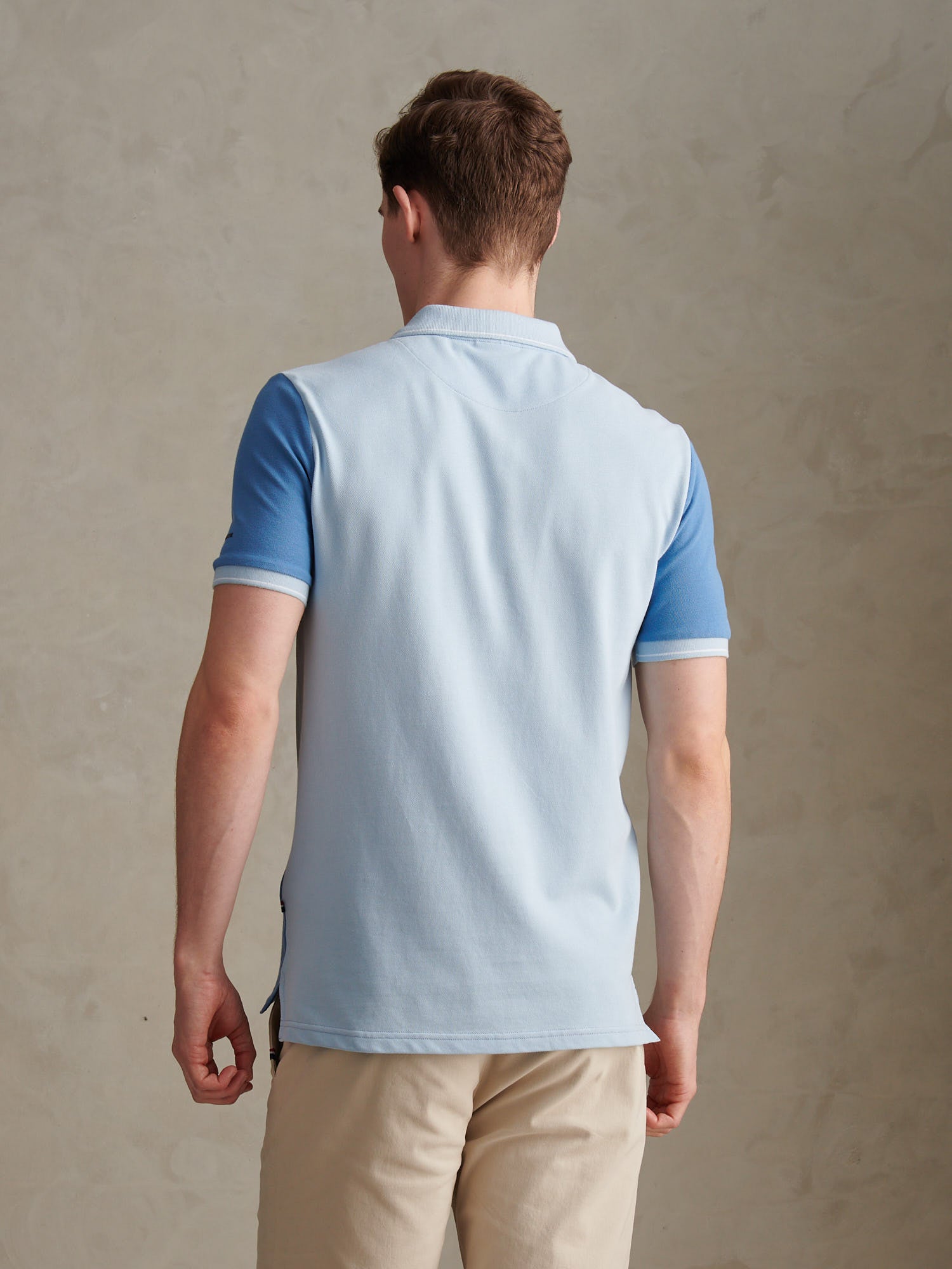 Mens Sash Pique Polo Shirt Chambray Blue