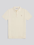 Mens Herringbone Texture Knit Polo Shirt Whisper White