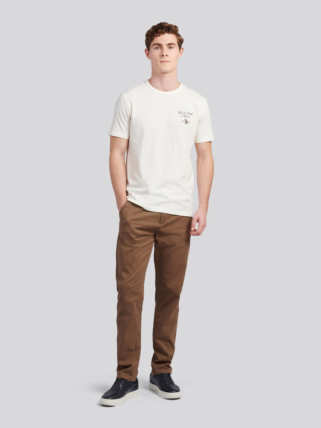 Mens Script Print Back Graphic T-Shirt in Whisper White