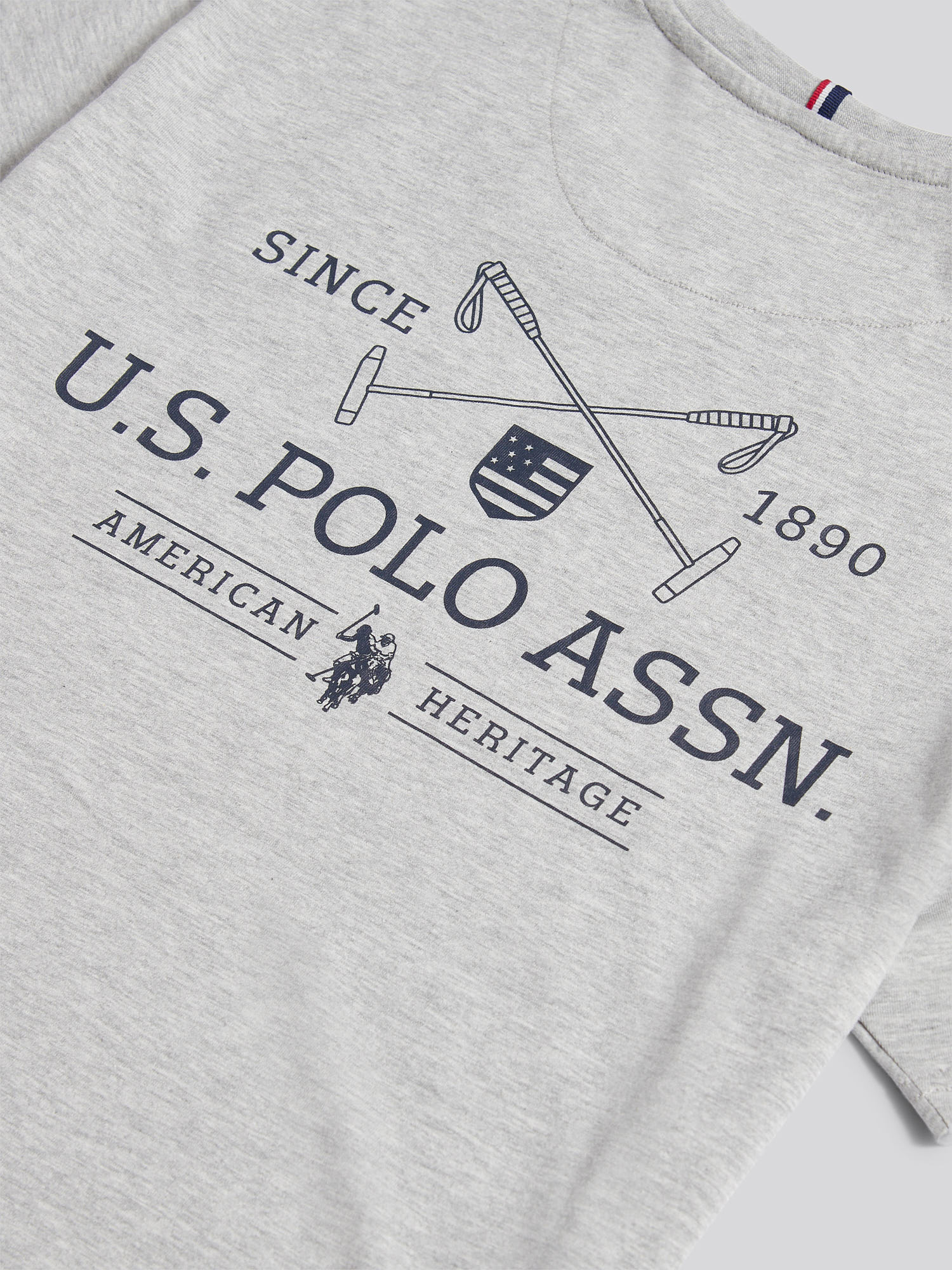 Mens USPA Back Graphic T-Shirt in Mid Grey Marl