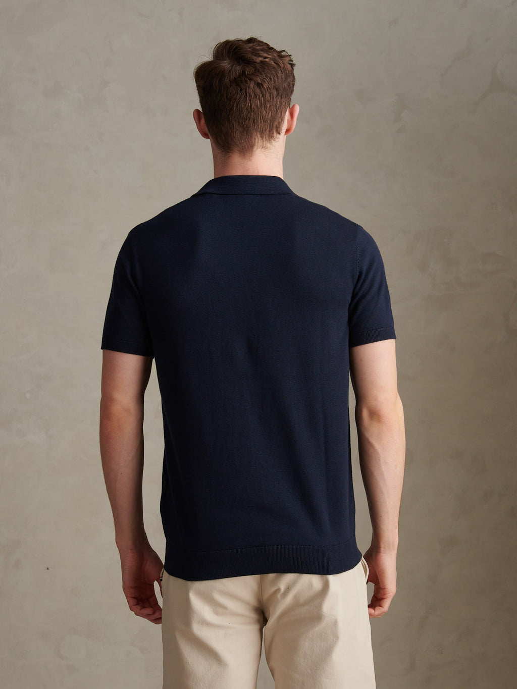 Mens Combed Cotton Double Horsemen Revere Polo Shirt Dark Sapphire Navy / Haute Red DHM