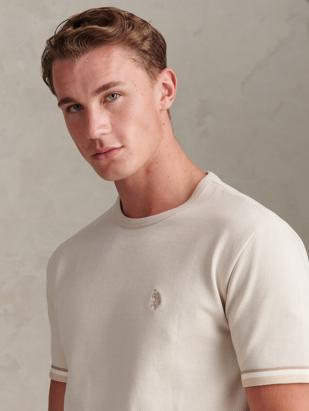 Mens Twill Taped T-Shirt Beige