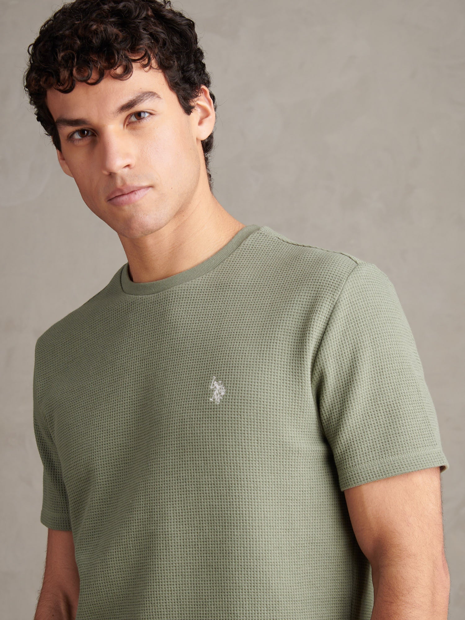 Mens Waffle Jersey T-Shirt Sea Spray