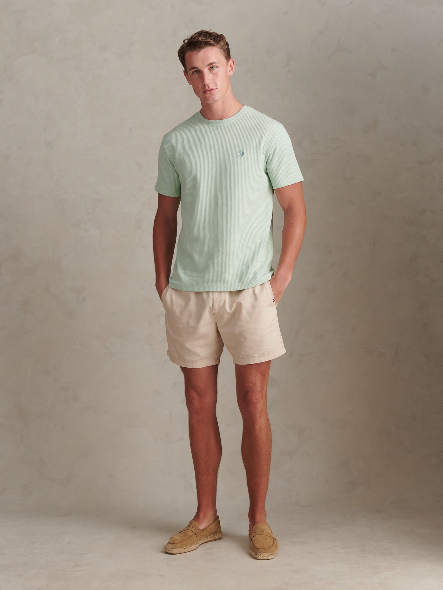Mens Rib Texture T-Shirt Aqua Foam