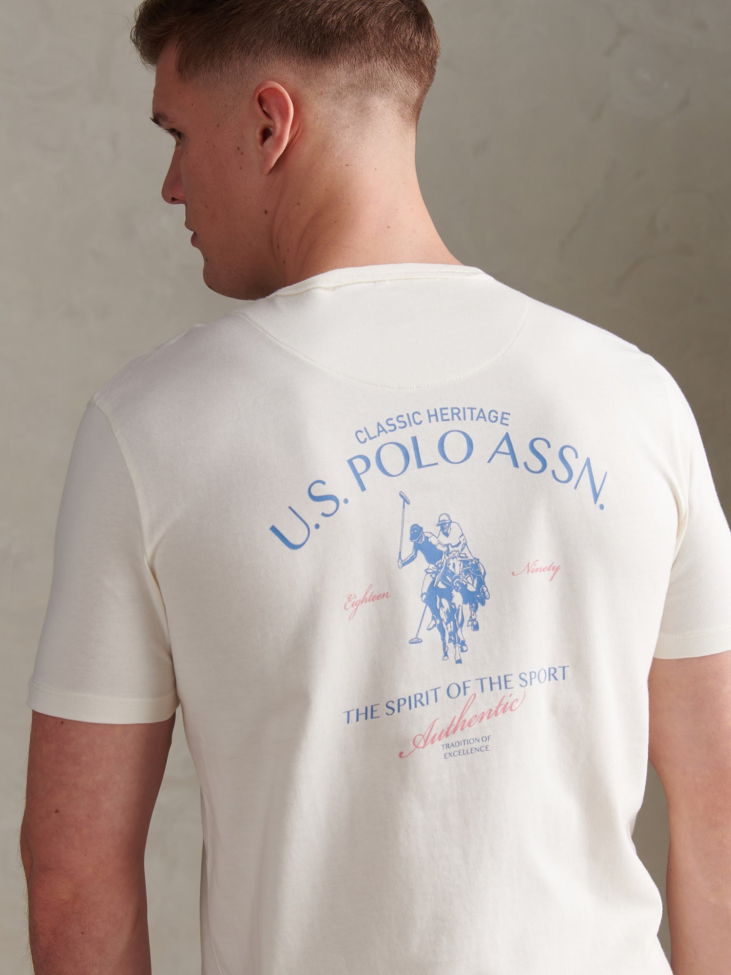 Mens Spirit Of Sport Back Graphic T-Shirt Whisper White