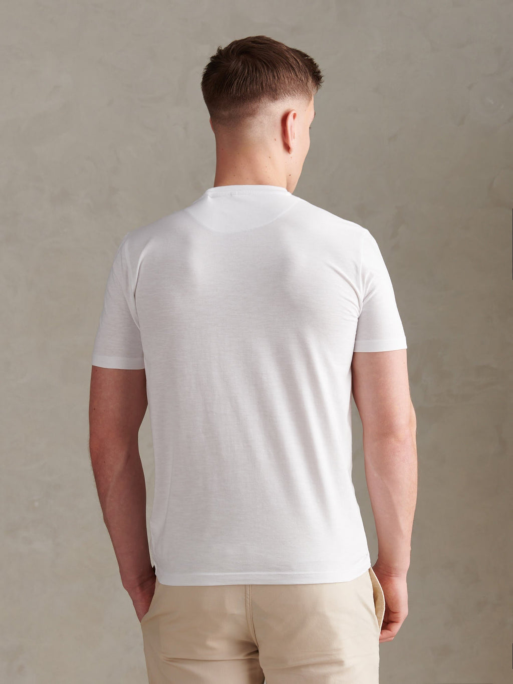 Mens Subtle Texture Double Horsemen T-Shirt Bright White