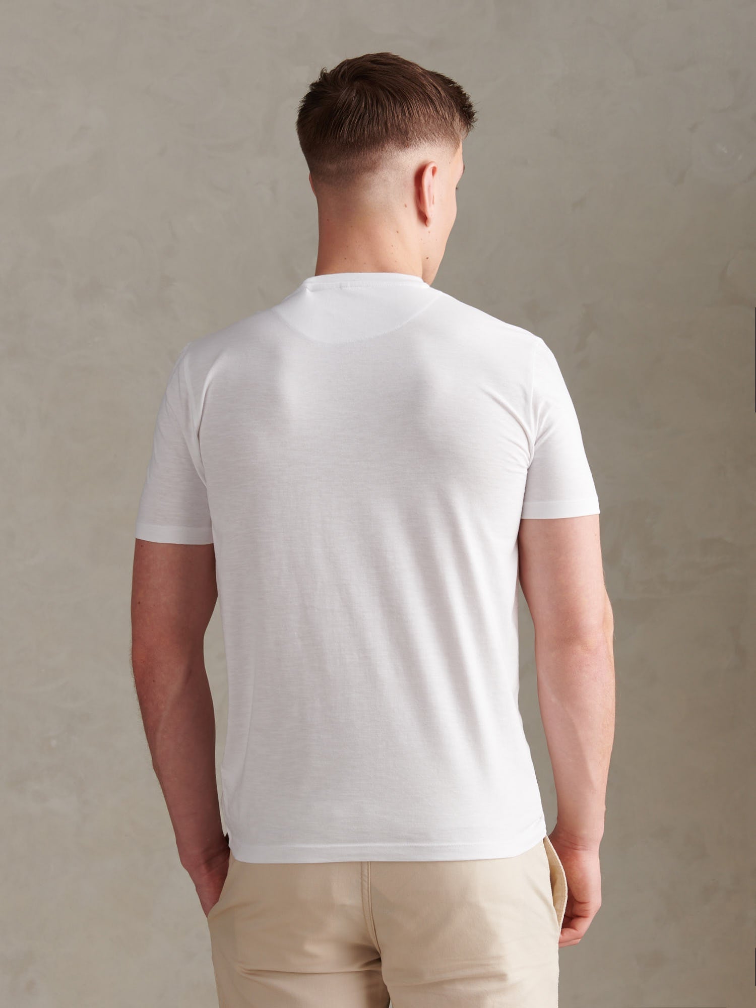Mens Subtle Texture Double Horsemen T-Shirt Bright White