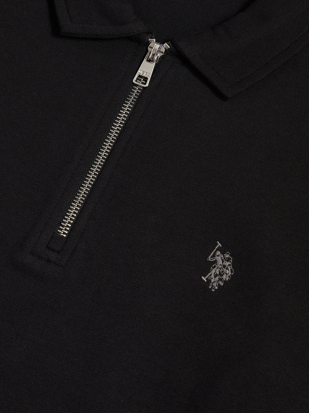 Mens Loopback Zip Polo Sweatshirt Black