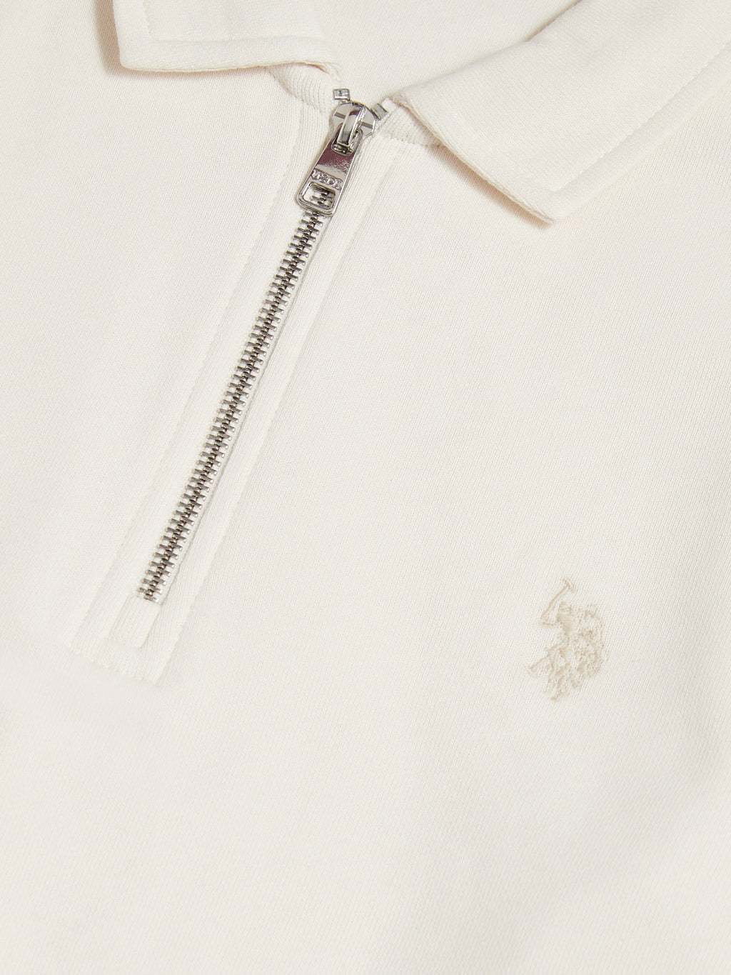 Mens Loopback Zip Polo Sweatshirt Whisper White