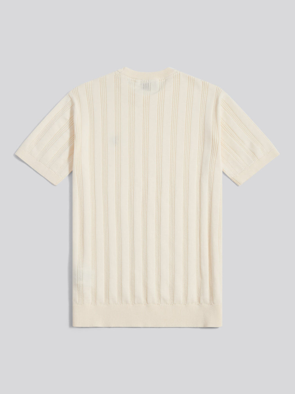 Mens Vertical Texture Knit T-Shirt Whisper White