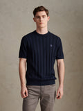 Mens Vertical Texture Knit T-Shirt Dark Sapphire Navy / Moonlight Blue DHM