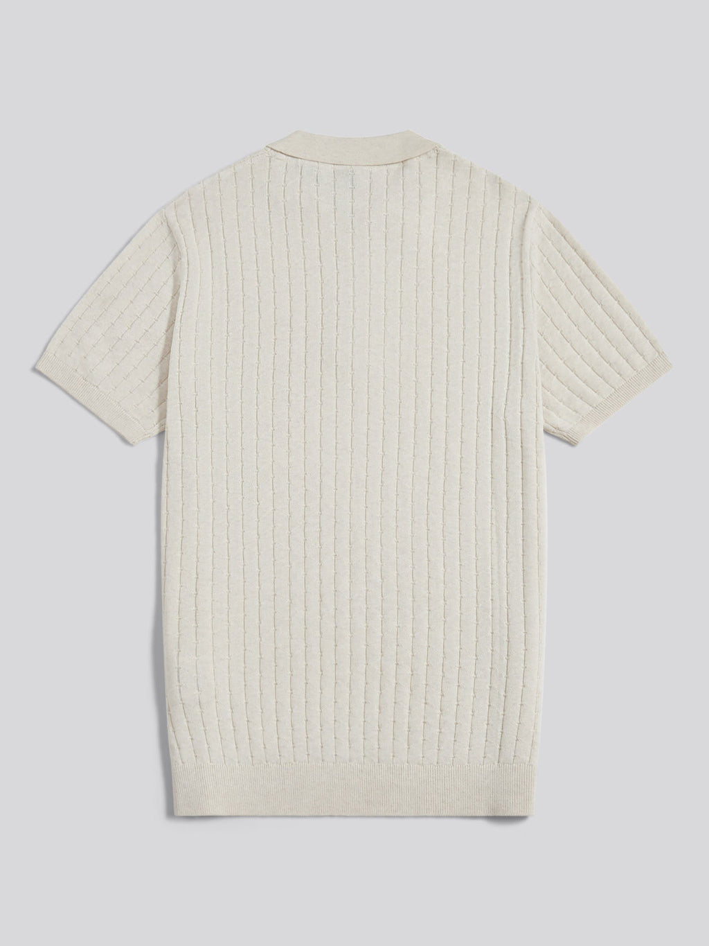 Mens Zip Knit Short Sleeve Polo Shirt Birch Marl