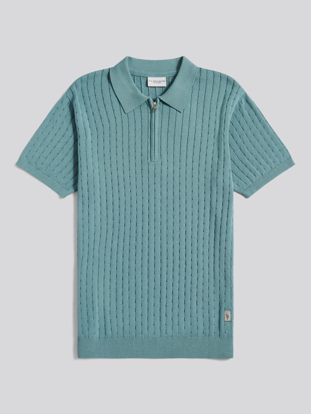 Mens Zip Knit Short Sleeve Polo Shirt Arctic