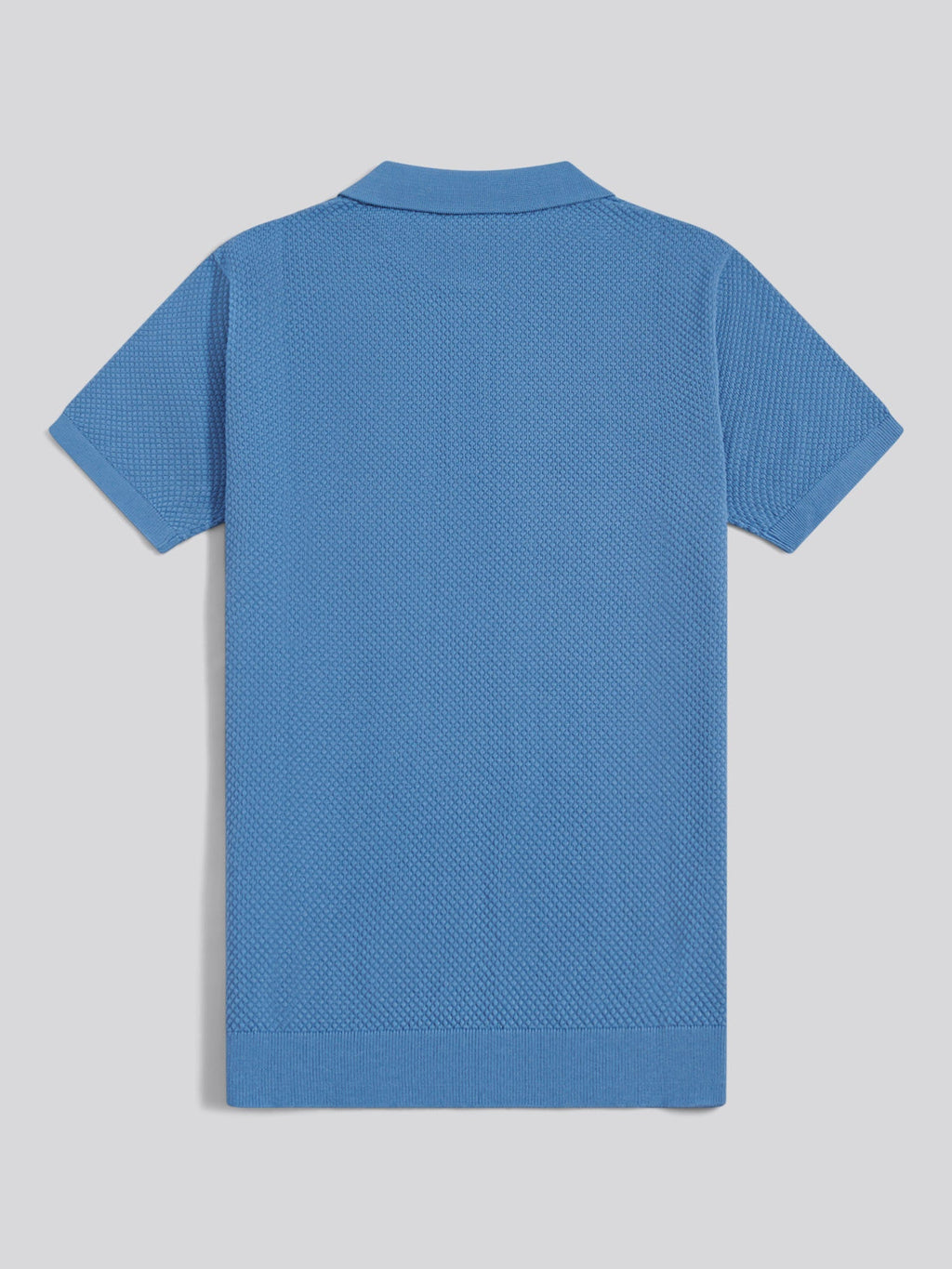Mens Moss Stitch Knit Polo Shirt Riviera