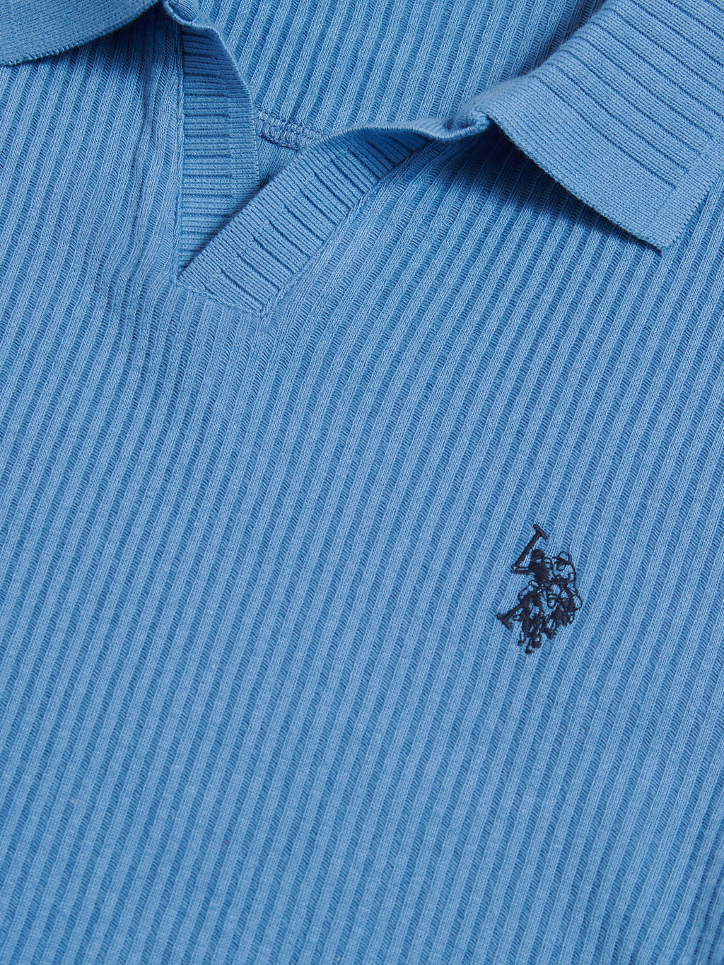 Mens Mini Vertical Texture Open Collar Polo Shirt Riviera