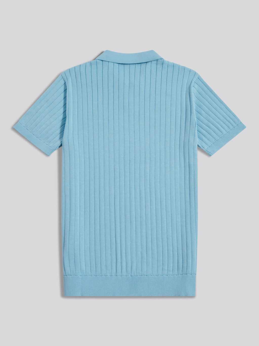 Mens Revere Collar Vertical Knit Polo Shirt Air Blue