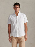 Mens Oxford Stripe Short Sleeve Shirt Ice Blue