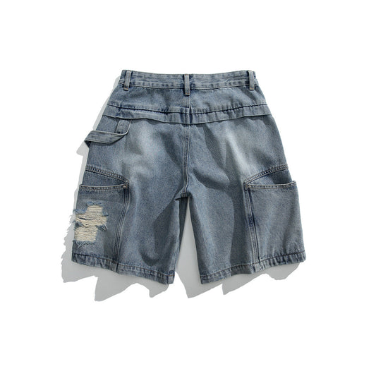 Men’s Denim Shorts - Multi-Pocket Ripped