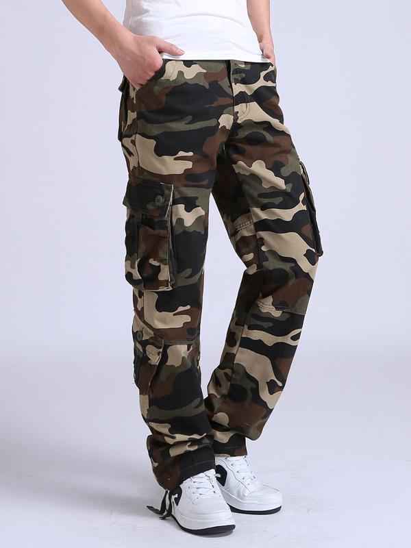 Sporty Pockets Camouflage Men Tracksuit Bottoms