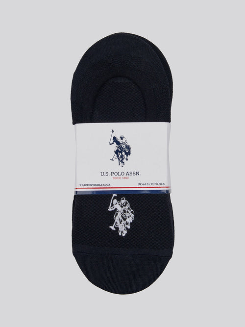 5 Pack Invisible Trainer Socks in Black