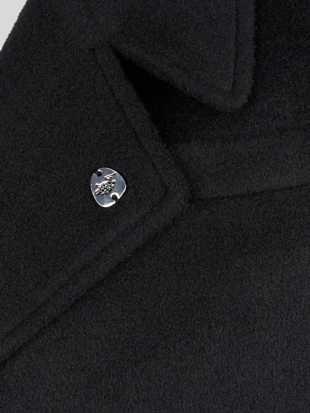 Womens Wool Blend Double Breasted Coat in Black