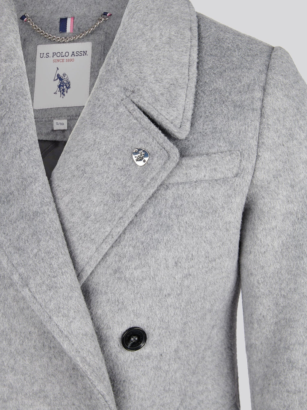 Womens Wool Blend Double Breasted Coat in Silver Filigree