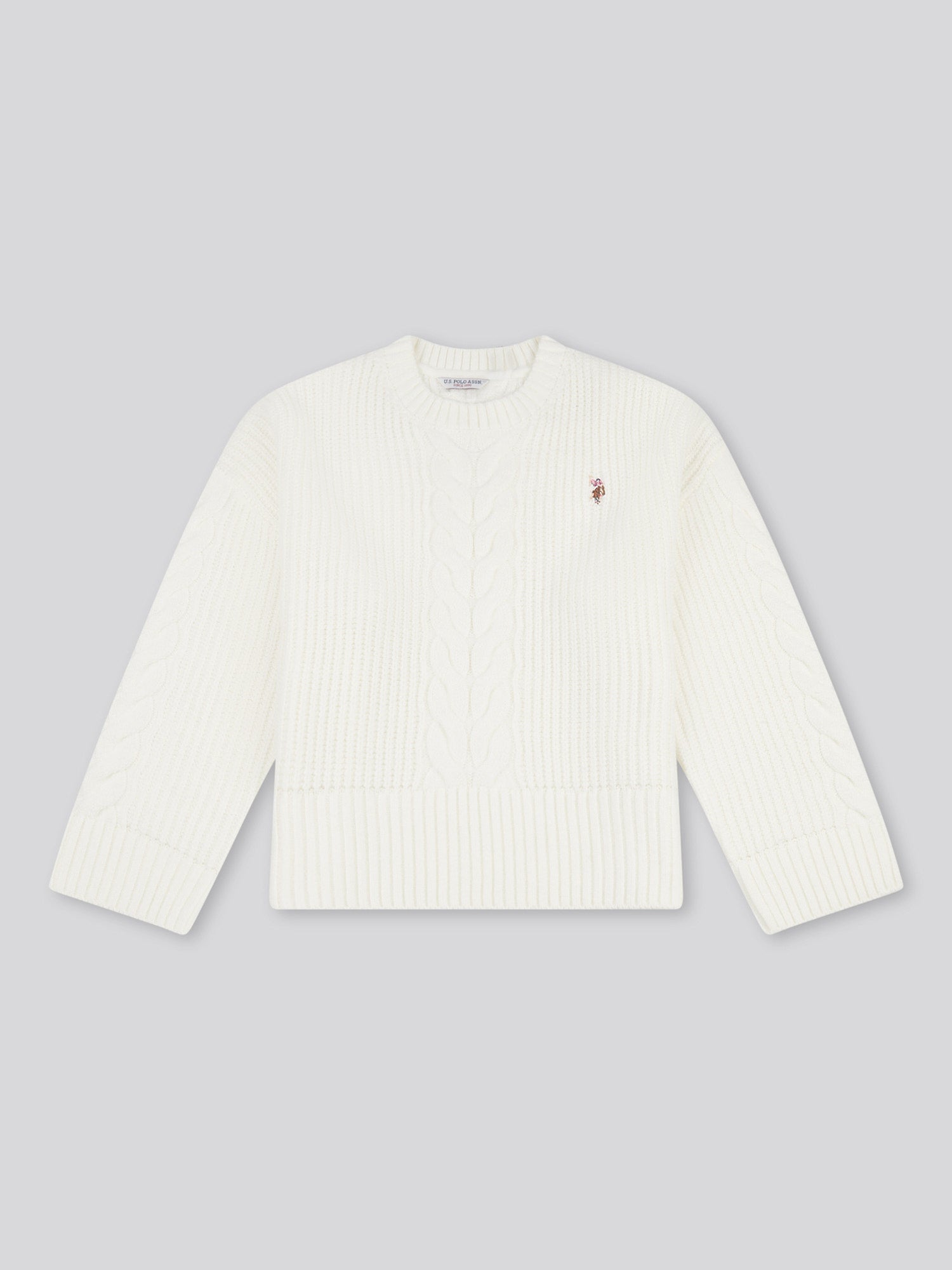 Womens Chunky Central Cable Jumper in Egret